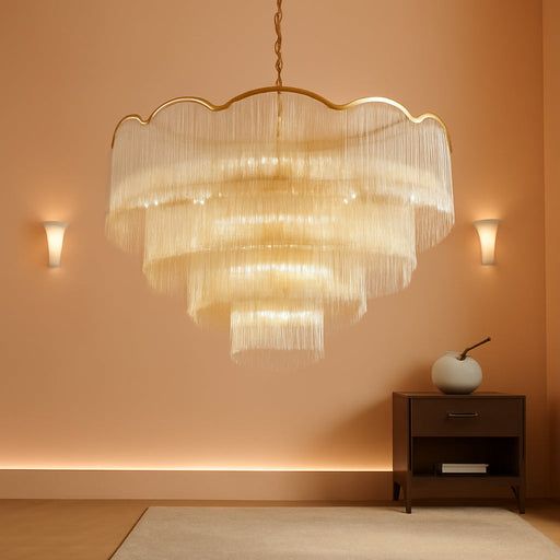 31.5" Gold Clear Glass Crystal Chandelier 18-Light Modern Crystal Pendant Ceiling Light Fixture 4-Tier Luxury Glass Chandeliers,For Dining Room Kitchen Island Living Room Bedroom