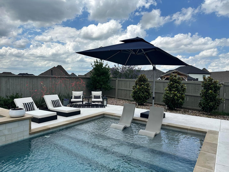 Cantilever Patio Umbrellas 10'X 10' Square Double Top Navy Blue