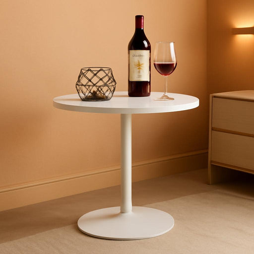 24'' round Cocktail Bar Table with Metal Base, Tall Bistro Pub Table, Counter Bar Height Table for Kitchen, Dining Room, Living Room, Easy Assembly, White