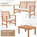 4 Pieces Outdoor Furniture Set, Acacia Wood Conversation Set W/Soft Seat Cushions, Stable Acacia Wood Frame, Patio Sofa & Coffee Table Set for Backyard, Porch, Poolside (White)