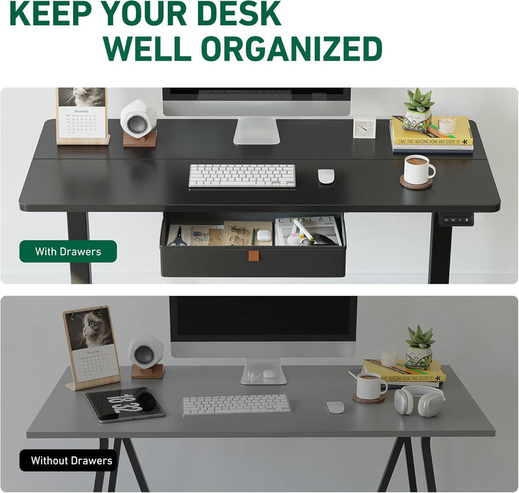 40 X 24 Inches Standing Desk with Drawer, Adjustable Height Electric Stand up Desk with Storage, Sit Stand Home Office Desk, Ergonomic Computer Desk, Black
