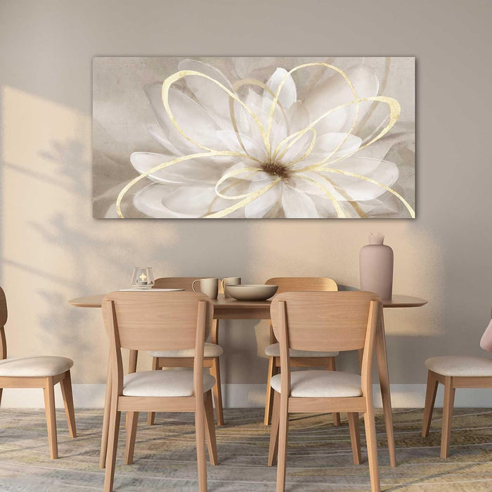 Flower Pictures Wall Decor Oil Painting 24X48 Inches Abstract Artwork for Bedroom Living Room Home Office Wall Decorations, Gold