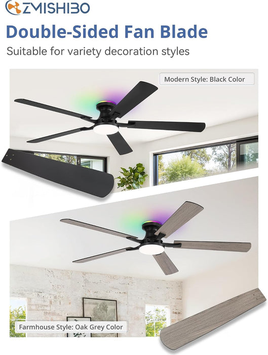 Smart Ceiling Fan Wireless App Control Matte Black Indoor