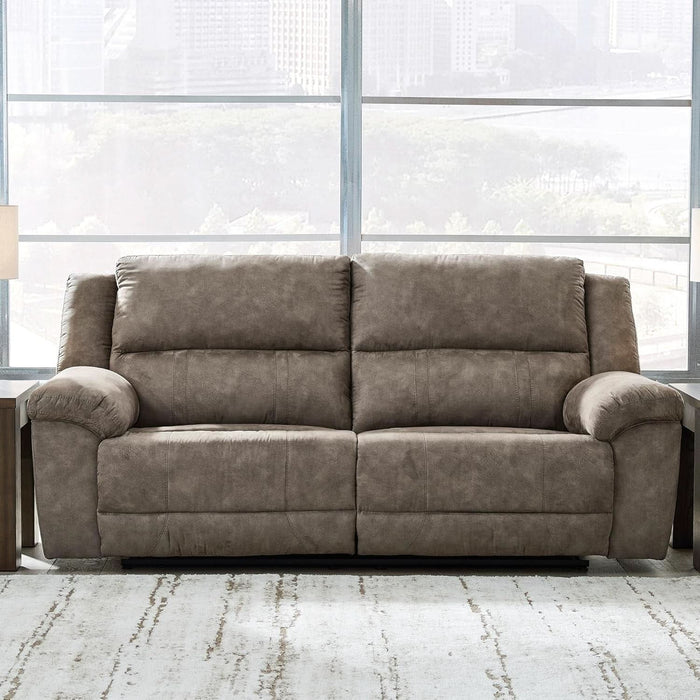 Laresview Contemporary Faux Leather Manual 2 Seat Reclining Sofa, Gray