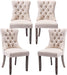 Velvet Upholstered Dining Chairs Set of 4, Wingback Dining Room Chairs with Ring Pull Trim and Button Back, Luxury Tufted Dining Chair for Living Room, Bedroom, Kitchen (Beige)