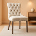 Velvet Upholstered Dining Chairs Set of 4, Wingback Dining Room Chairs with Ring Pull Trim and Button Back, Luxury Tufted Dining Chair for Living Room, Bedroom, Kitchen (Beige)