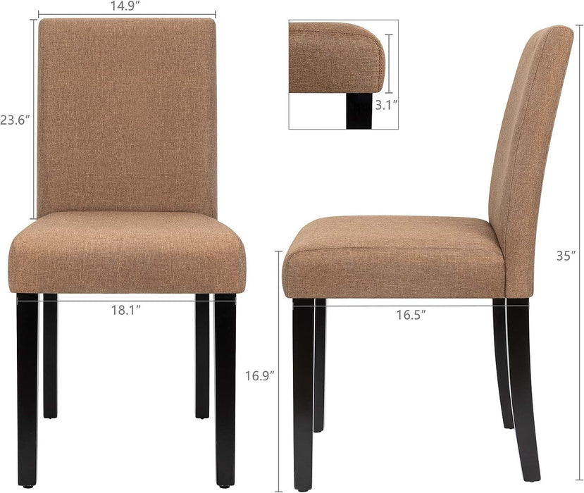 Dining Chairs Urban Style Fabric Parson Chairs Kitchen Living Room Armless Side Chair with Solid Wood Legs Set of 4 (Brown)