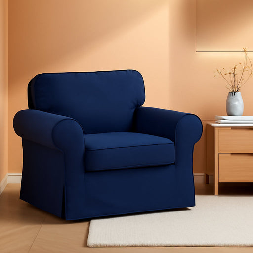 Ektorp Armchair 5 Color Cotton Cover for the IKEA Ektorp Chair Slipcover Replacement (Cotton-Blue)-Not Fit for Uppland Series Sofa.