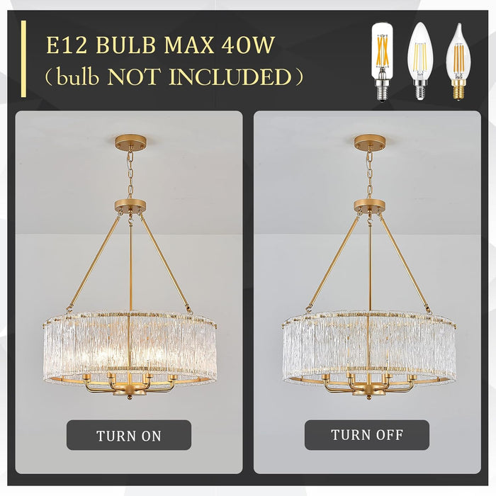 Gold Drum Chandelier 24.4 Inch CrystalLuxPremiumEdition