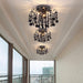 Crystal Ceiling Light Fixture Small Chandelier, Semi Ceiling Light Flush Mount, Mini Ceiling Fights for Bedroom, Aisle, Hallway, Closet,Entrance,Stairs,3 Lights G9