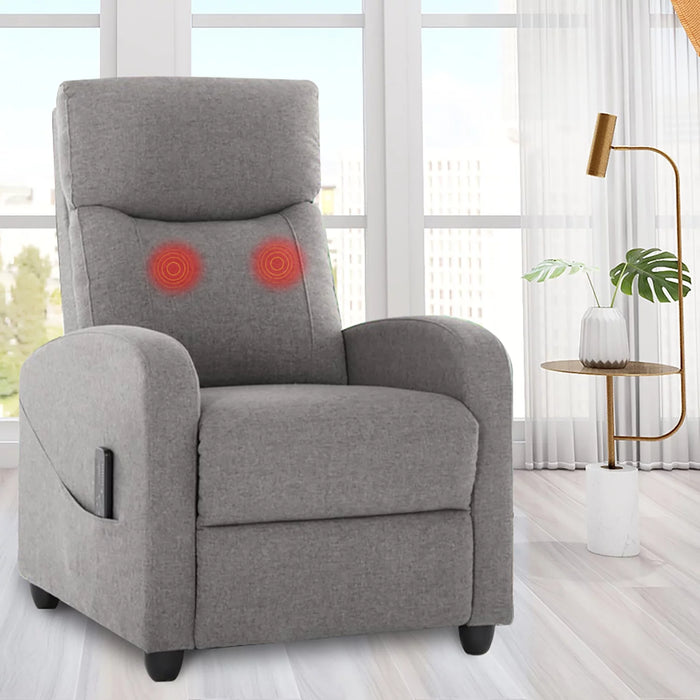 Recliner Chair Single Sofa with Footrest and Massage, Gray