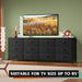 75.5'' Black Dresser for Bedroom, TV Stand for 85, 80, 75, 65 Inch TV, 12 Drawer Long Fabric Dresser with Wood Top, Wide Entertainment Center Storage Chest for Living Room, Closet