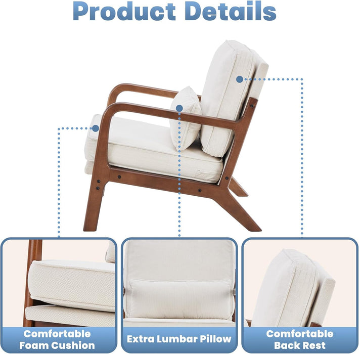 Cream Mid Century Modern Upholstered Accent Chairs