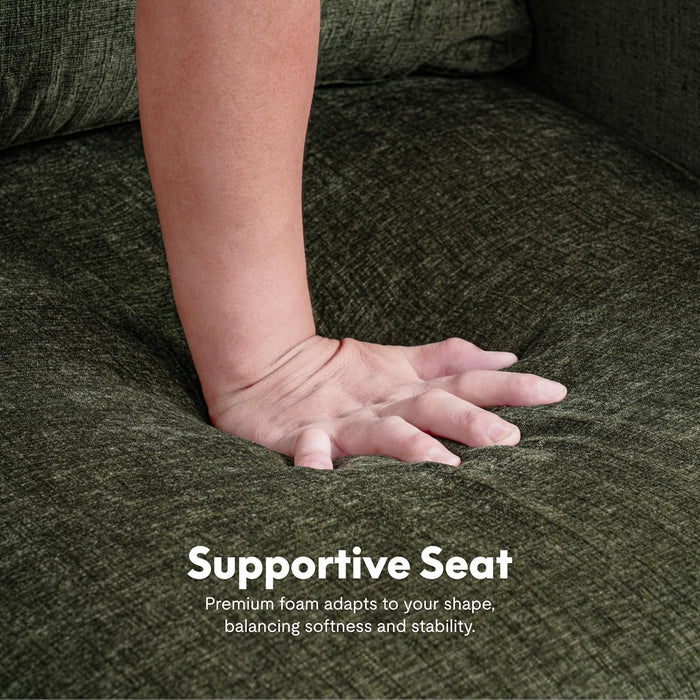 AC2 Accent Chair for Living Room, Comfy Chenille Upholstered Armchair, Mid Century Modern Bedroom Chair for Adults, Stylish Reading Side Sofa with Padded Back & Removable Cover (Green)