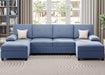 Sectional Sofa Couches for Living Room, U Shaped Sofa Living Room Furniture Sets, 4 Seat U Shaped Sofa Sectional Couch with Chaise, Blue