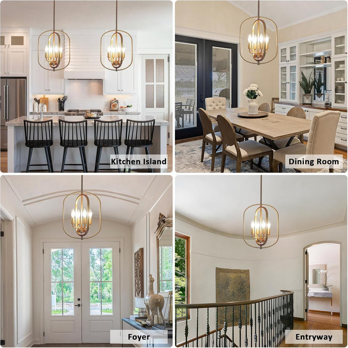 Gold Finish 4 Light Industrial Farmhouse Chandelier