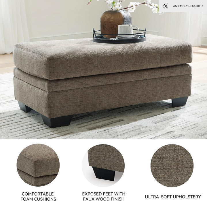 Stonemeade Contemporary Upholstered Rectangular Ottoman, Dark Brown