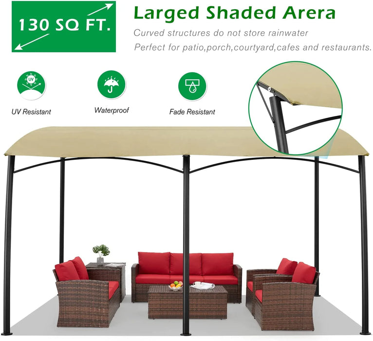 13'X10' Outdoor Wall Mounted Gazebo, Outdoor Pergola-Beige