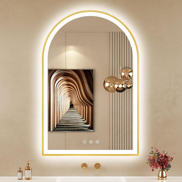 24"X36" Arched LED Lighted Bathroom Mirror with Lights
