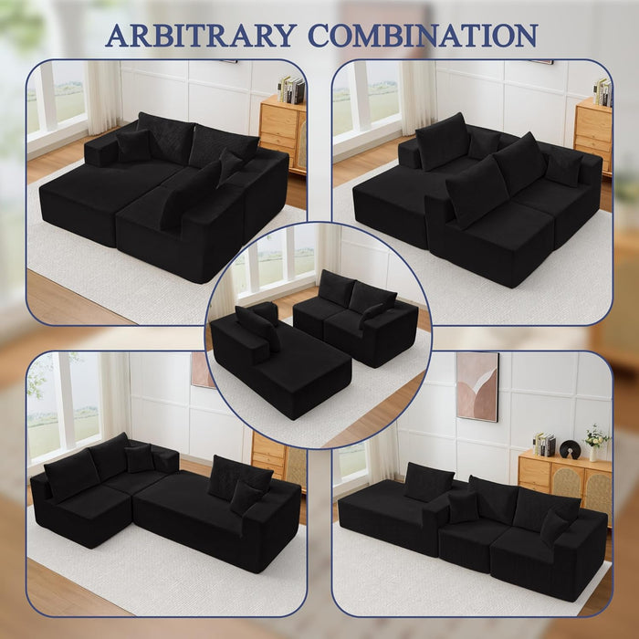 Luxurious Corduroy 108Inch L Shaped Sofa MemoryFoam
