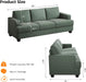 89 Inches Oversize ThreeSeater Sofa Green Upholstery