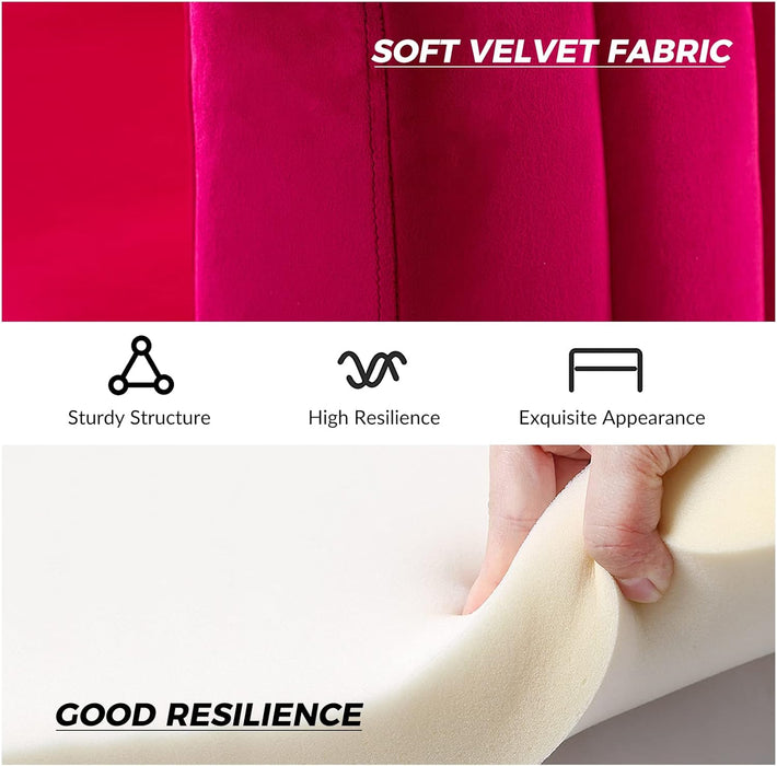 Fuchsia Velvet Upholstered Armchair With Gold Legs