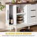 Fluted Sideboard Buffet Cabinet with Storage, White & Brown