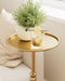 Brass Distressed Iron round Pedestal End Table, 25 Inch Vintage Martini Cocktail Accent Table with Tray Top for Living Room, Bedroom (Gold)