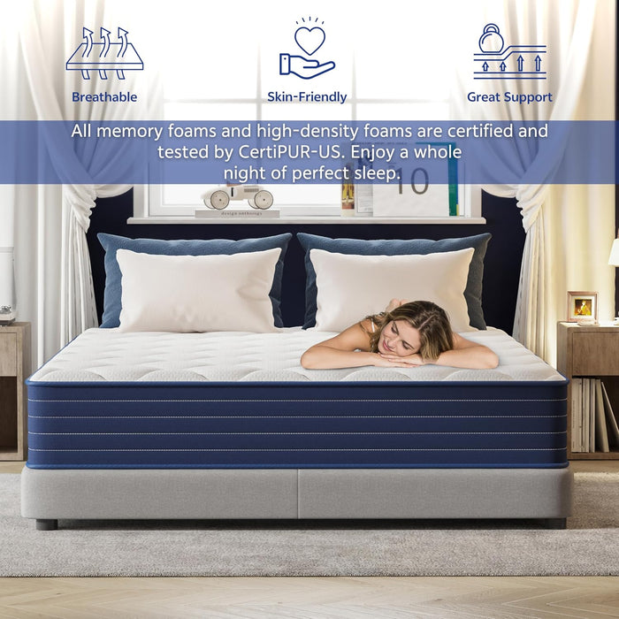 Double Mattress,12 Inch Full Mattrress with 7-Zone Hybrid Double Bed Mattresses,Pocket Sprung with Medium Firm for Body Support & Pressure Relief - 75 * 54In
