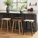 Nathan James Barker Classic Counter Height Wood Barstool with Leather Removable Cushion, Backless Island 24" Bar Stool for Kitchen, Chestnut Brown, Set of 2