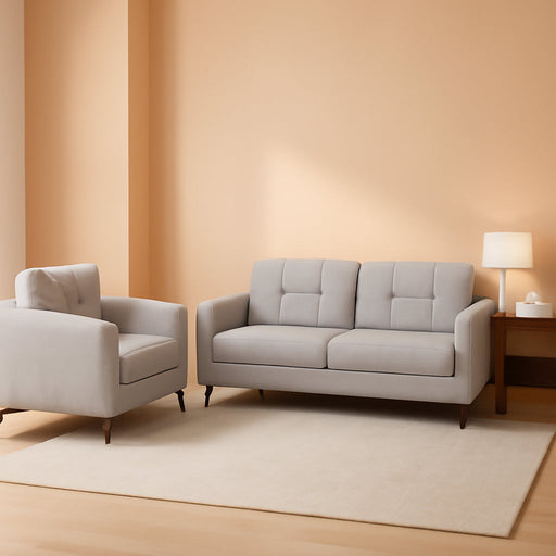 Callie Light Gray Velvet Fabric Sofa Loveseat Living Room Set