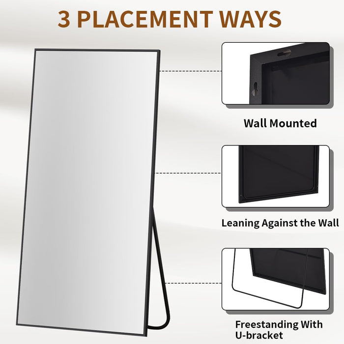 Large Full Length Mirror 78" X 35" - Shatterproof Huge Floor Full Body Mirror with Metal Frame, Freestanding, Wall Mounted, or Wall Leaning for Bedroom, Living Room, Dressing Room, Black