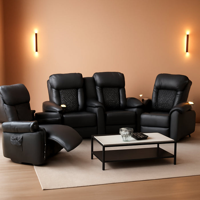 Living Room Furniture Set, Loveseat Recliner and 2PC Massage Recliner Chair, Luxury Reclining Sofa 3PC Set for Living Room (2+1+1)
