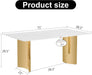 Modern Dining Table for 8,White Marble Dining Table with Golden Stainless Steel Base,71'' Gold Dining Table Ideal for Kitchen Dining Room