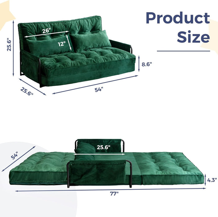 Green Adjustable Floor Sofa Bed Multifunctional Lounge