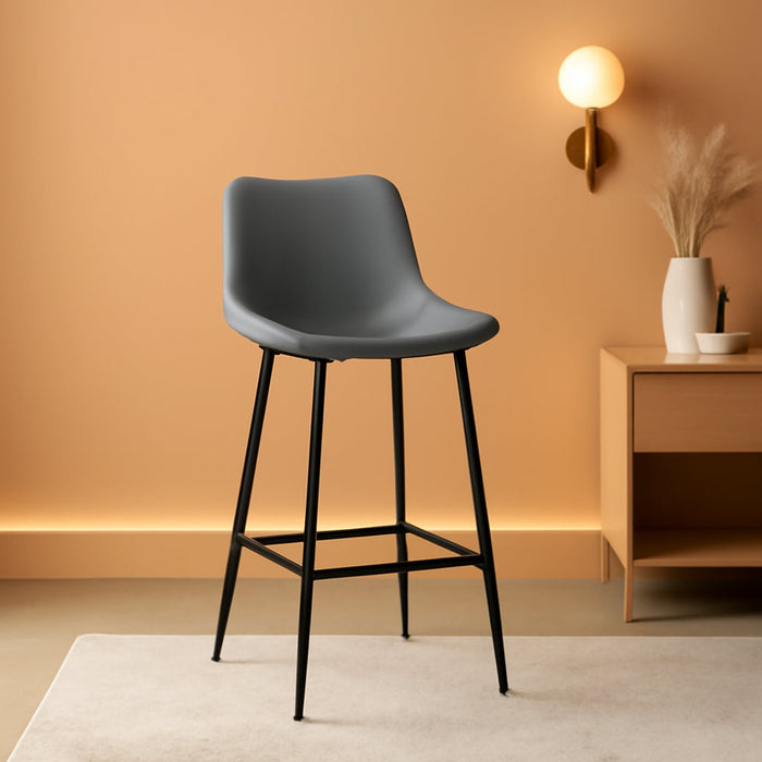 Counter Height Bar Stools Set of 3, FSC Certified Upholstered Faux Leather Barstools with Back, Metal Base, 27" Seat Height, Modern Upholstered Counter Stools for Kitchen Island,(Gray)