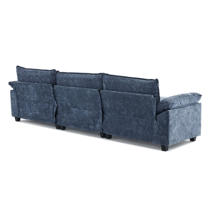 120" W Sectional Sofa U Shaped Couch with Double Chaise Chenille Sleeper Set with 3 Oversized Seats Gray-Blue