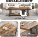 Modern Coffee Table, Rustic Wood Center Table with Storage for Living Room, Industrial Rectangle 2 Tier Low Cocktail Tea Table, Rustic Brown