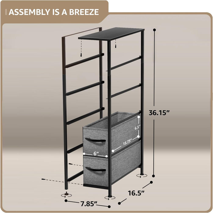 5-Drawer Narrow Dresser for Bedroom (Black)