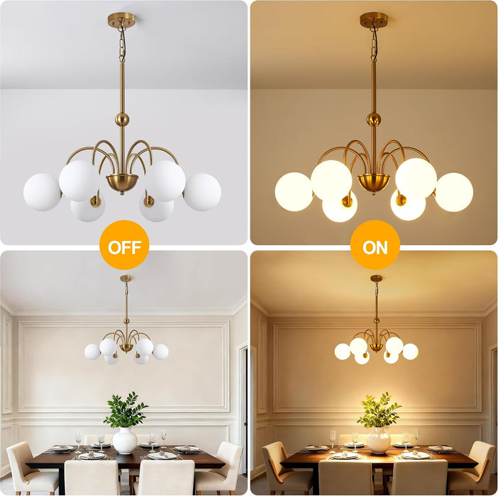 Six Light Brushed Gold Aluminum Sputnik Chandelier