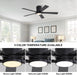 48" DC Flush Mount Ceiling Fan with Lights, 6-Speed Reversible DC Motor, 3CCT, Low Profile Hugger Ceiling Fan for Living Room Bedroom Kitchen, Black Finish and Black/Walnut Blades