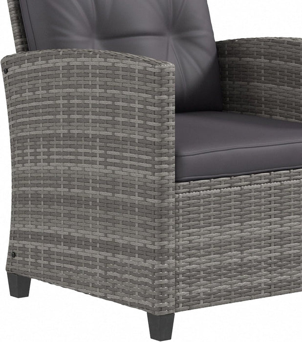 4 Pieces Patio Furniture Sets with Cushions, PE Rattan Wicker Conversation Chairs W/Two-Tier Coffee Table for Backyard Porch Garden Poolside and Deck, Charcoal