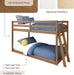 Twin Over Twin Low Bunk Bed OakEmbossedPecanFinish