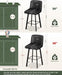 Swivel Bar Stools, 29''H Upholstered Barstools with Backs, Modern Counter Height Bar Stool Chairs for Kitchen Island, Metal Legs (Black- Faux Leather, Set of 3-29" H)