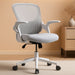 Office Computer Gaming Desk Chair, Ergonomic Mid-Back Mesh Rolling Work Swivel Chairs with Flip-Up Arms, Comfortable Lumbar Support, Comfy Arms for Home, Bedroom, Study, Student, Adults, Grey