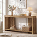 70.9-Inch Long Entryway Table with 2-Tier Storage, Farmhouse Narrow Sofa Console Table with Vertical Stripe Legs, for Entrance, Entryway, Hallway, Foyer, behind the Couch, Brown