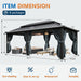 12x20 Hardtop Gazebo ReinforcedFrame PrivacyCurtains Black