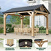 10X12 Ft Cedar Wood Gazebo, Hardtop Gazebo with Galvanized Steel Peak Roof, Outdoor Pavilion for Garden, Backyard, Patio, Deck