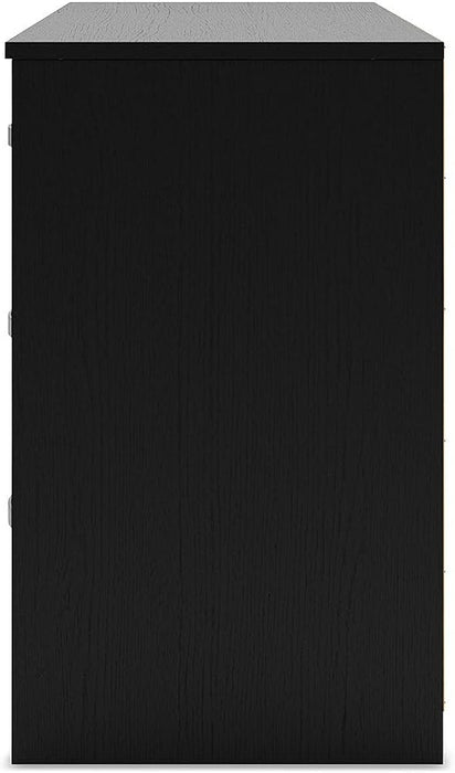 Black Contemporary Six Drawer Dresser Ball Bearing