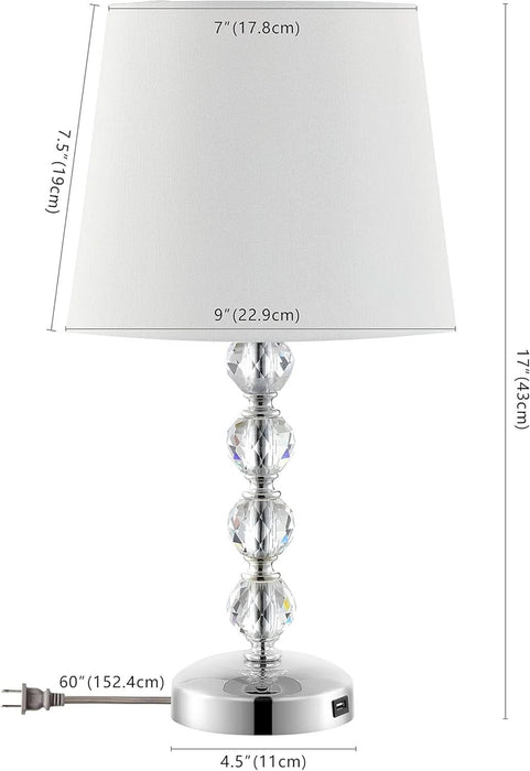 Lighting Collection – Nola Set of 2 Modern Glam Stacked Crystal Ball 16-Inch Table Lamps, LED Bulbs Included, Bedroom Living Room Home Office (LIT4123C-SET2)